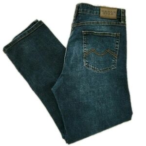 Urban Star Men's 40 x 32 Denim Straight Leg Relaxed Fit Dark Blue Jeans